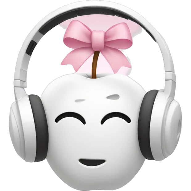 White apple headphones with light pink bows  emoji