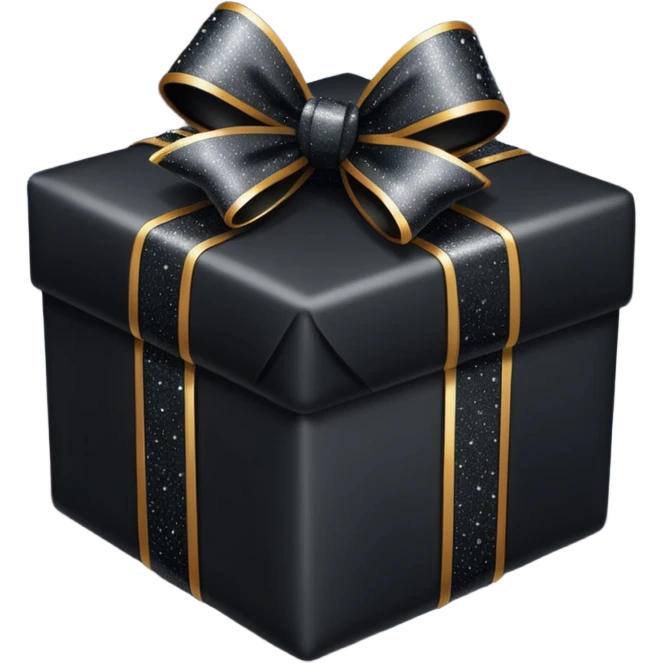 black present with black sparkling bow  emoji