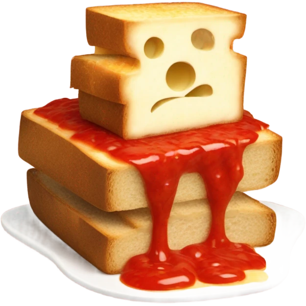 Bread with tomato sauce and cheese ball on the side emoji