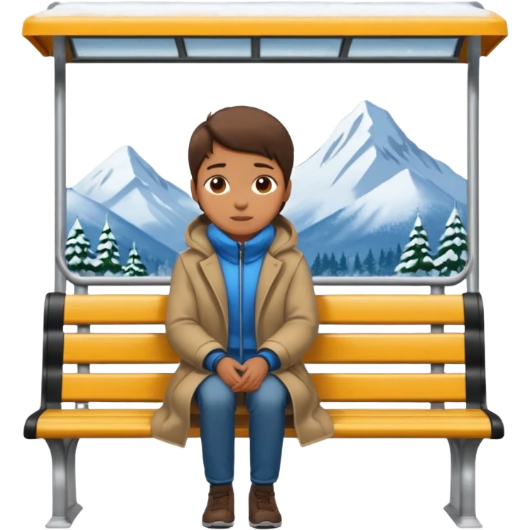 person sitting on a bench at a bus stop emoji