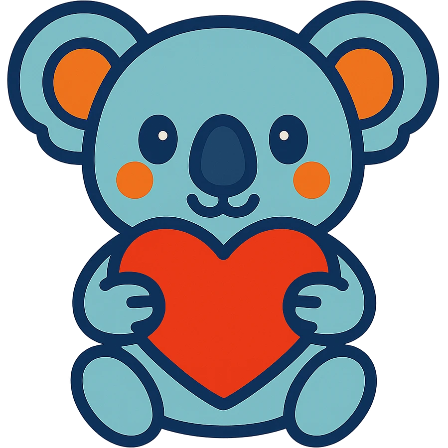 cartoon koala holding a heart in vibrant toon style emoji