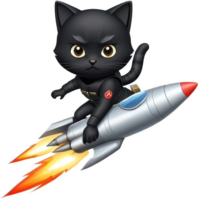 ninja cat piloting a rocket emoji