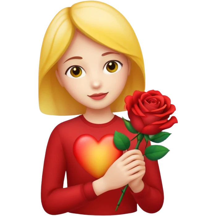 Gradient roses with from yellow to red with heart holding emoji