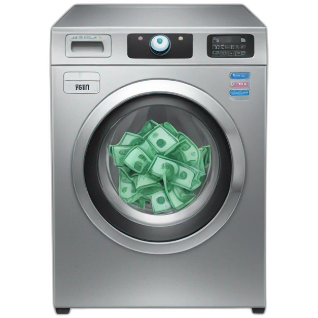 Wash mashine with money inside of middle part emoji
