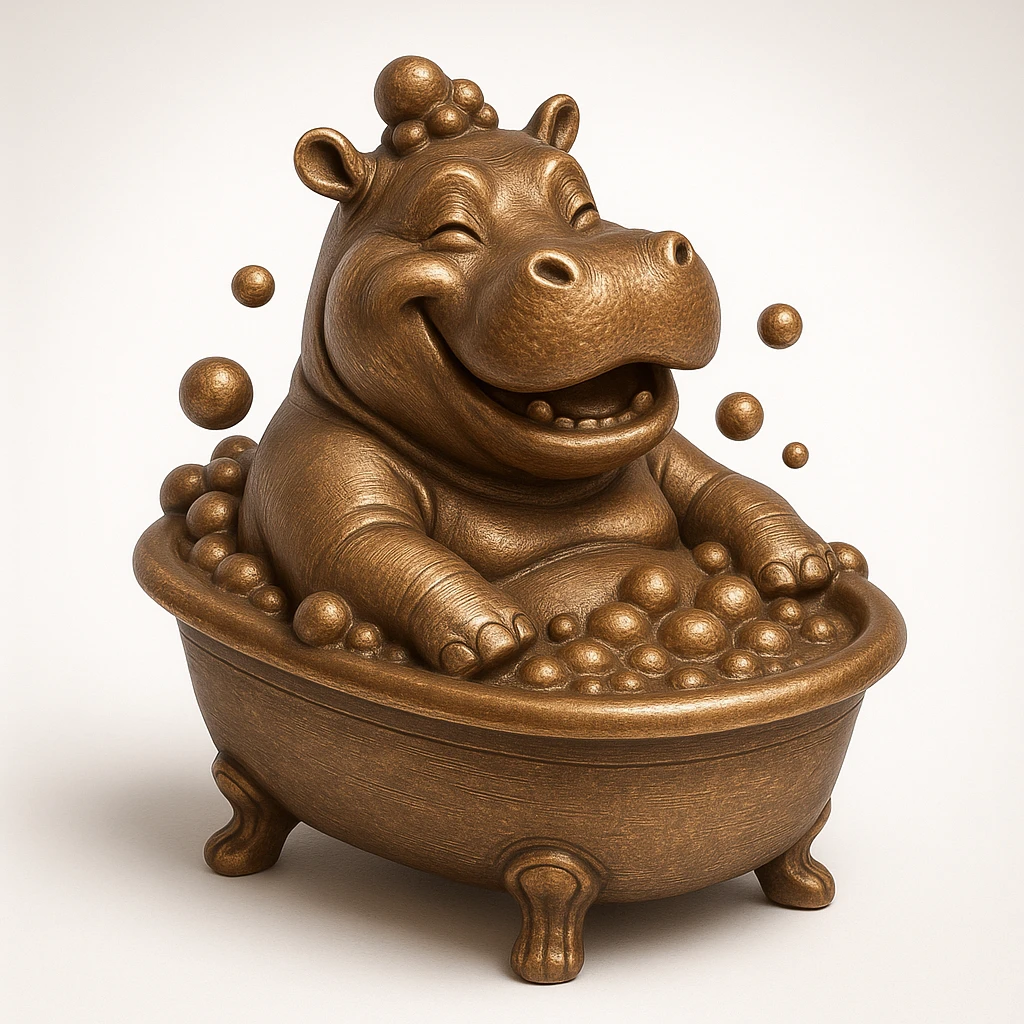 happy hippo with bubbles in bathtub emoji
