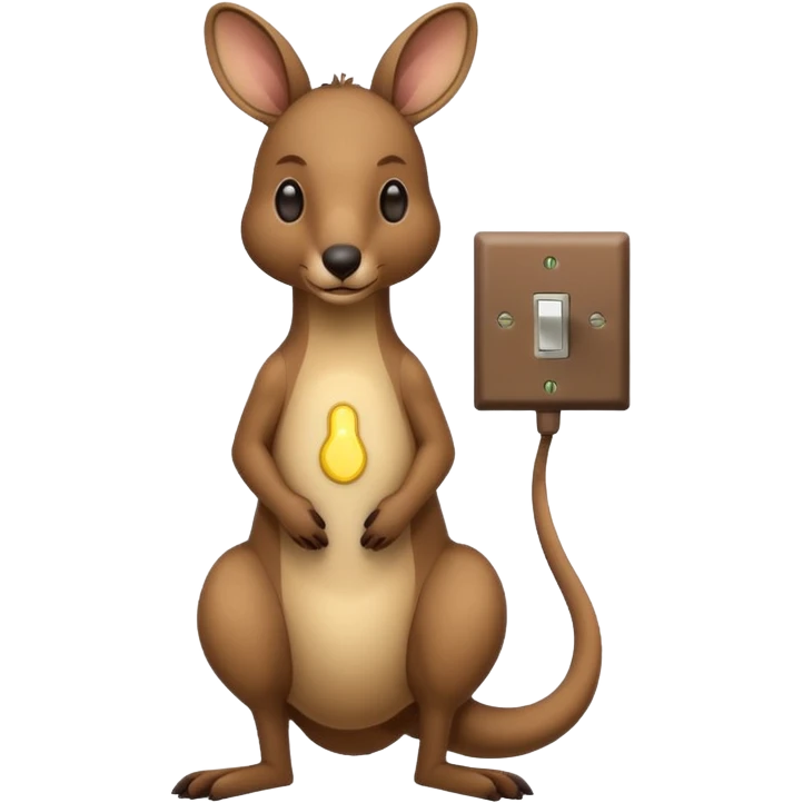 Kangaroo with a light switch for a face emoji