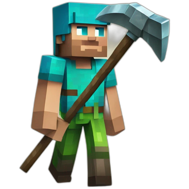 minecraft steve holding a pickaxe emoji