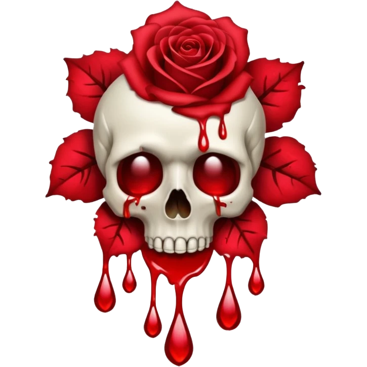 a rose with a skull bloom, petals crying or melting emoji