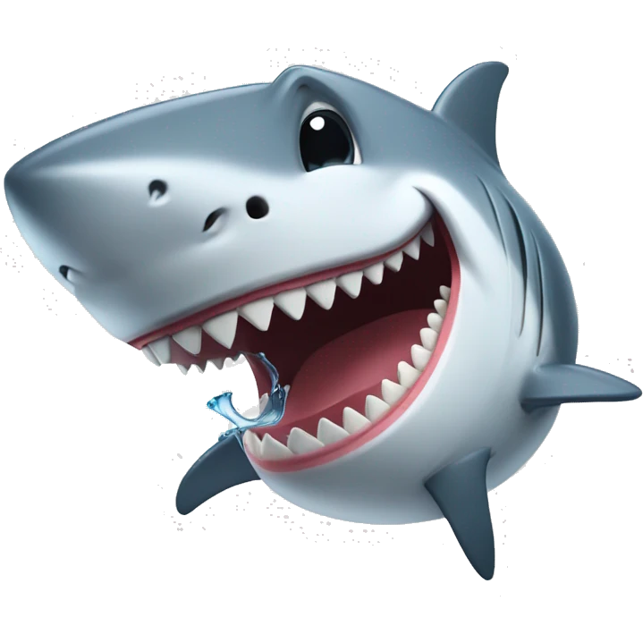 shark brushing his teeth emoji