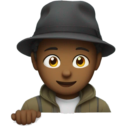 boy with hat by window emoji