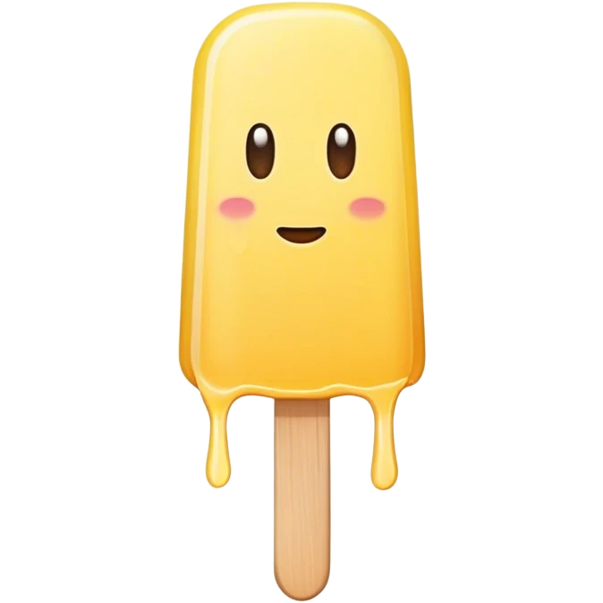 Long thing yellow popsicle with rounded top and dripping  emoji