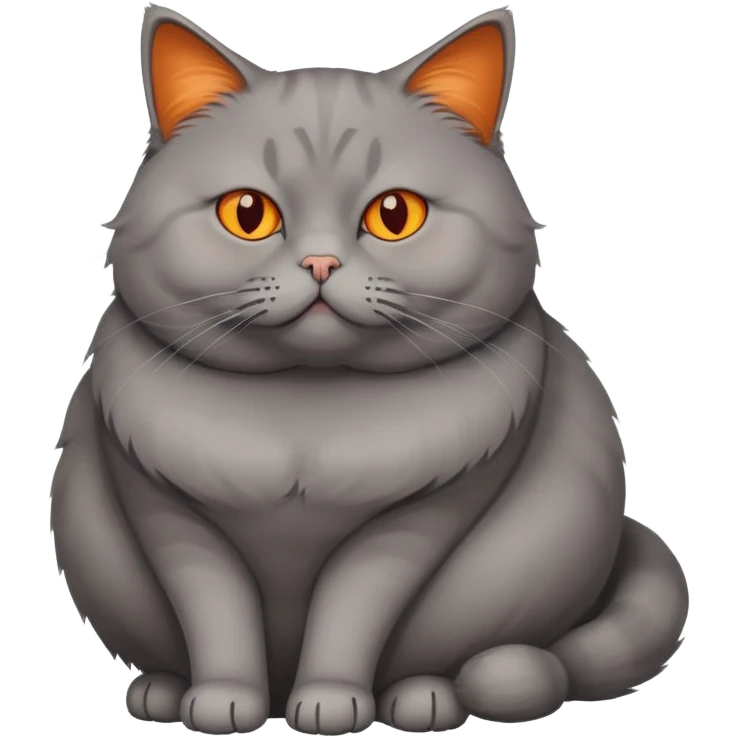 fat grey cat with orange eyes emoji