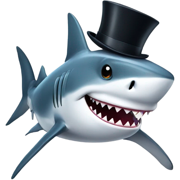 Shark with a top hat emoji