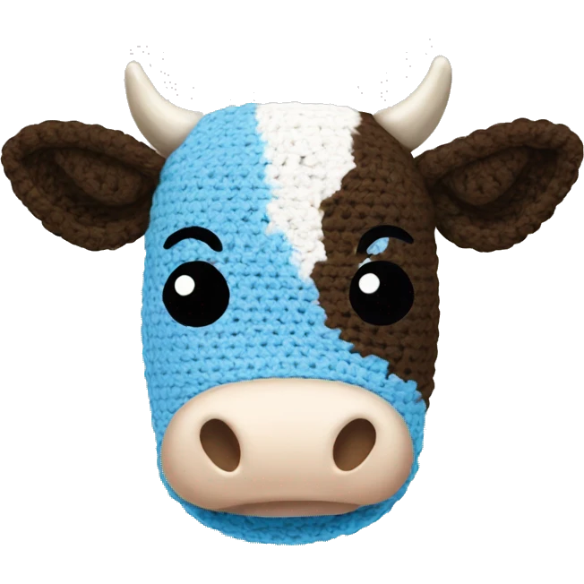 Crochet cow with blue emoji