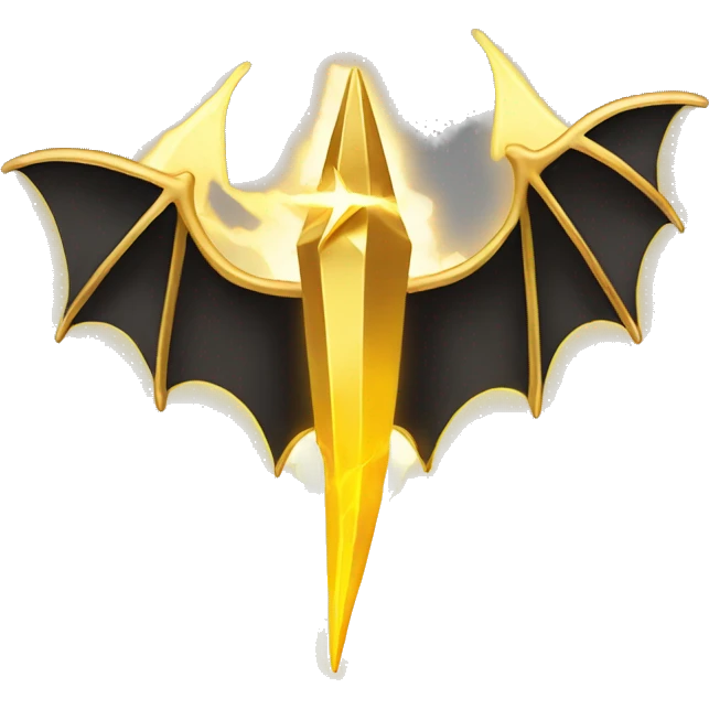 golden lightning bolt with bat wings emoji