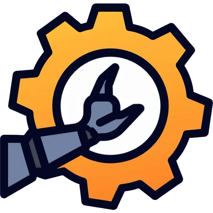 Robotics engineering logo with gear and robot arm, for Pioneers in Engineering club emoji