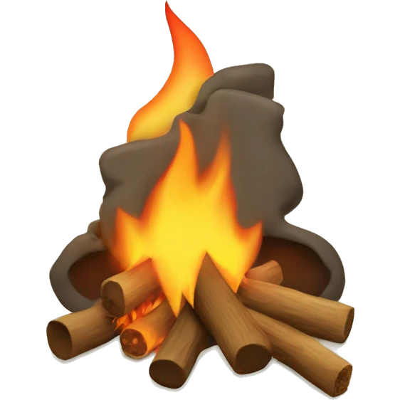 a campfire with the fire making the shape of a horse emoji