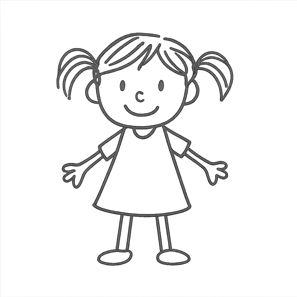 A little girl, black outlines, no fill emoji