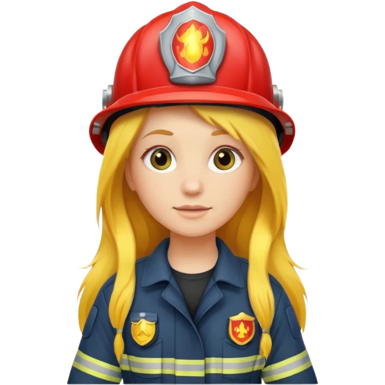 girl fireman with long yellow hair emoji