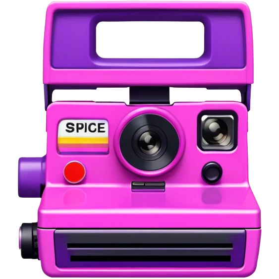 Pink, black, and purple Polaroid 637 Spice Cam camera, Spice Girls emoji