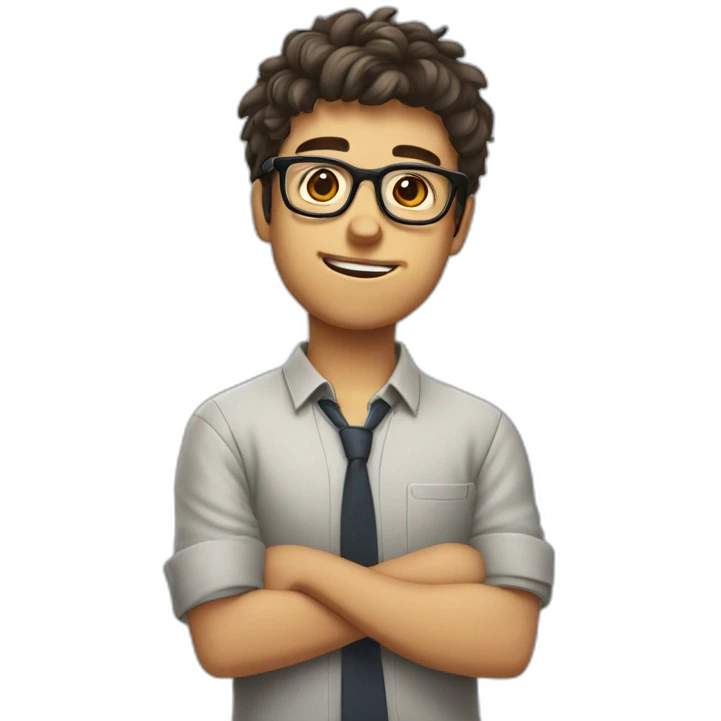 nerd boy with clear glasses and needs to get a haircut and shave  emoji
