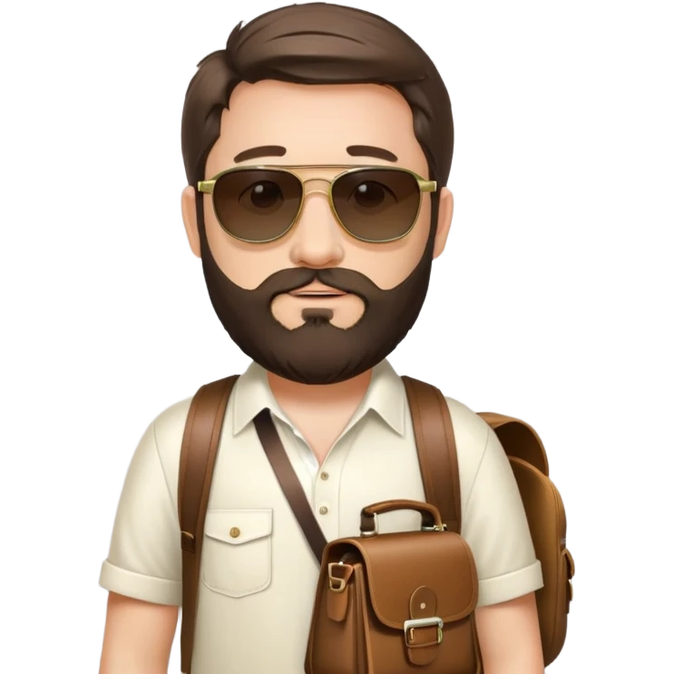 Alan from The Hangover movie with beard, sunglasses, and satchel bag emoji