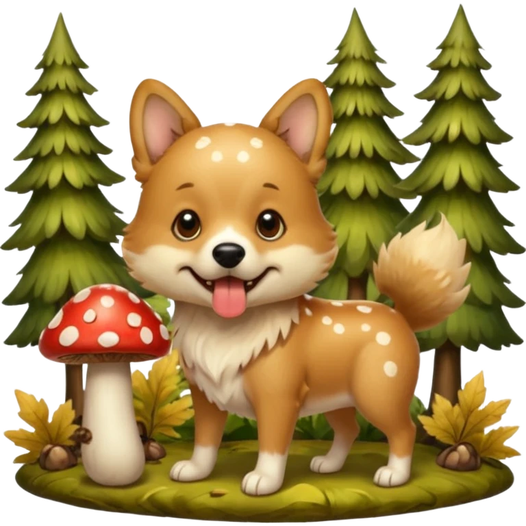 Собака с грибом в пасти emoji