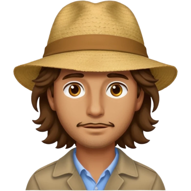 a man with a wavy hair, hat emoji
