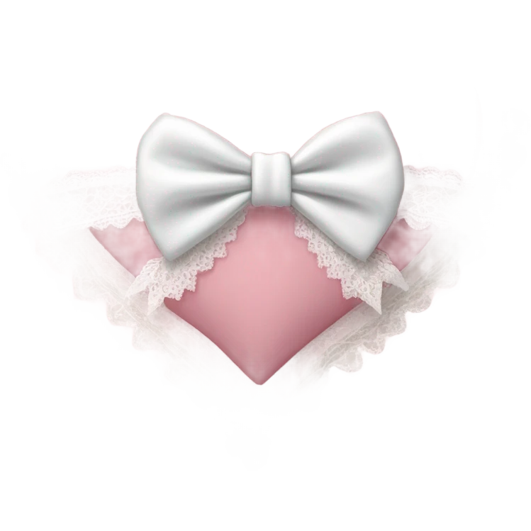 rococo Pastel pink heart with white bow with lace and frills  emoji