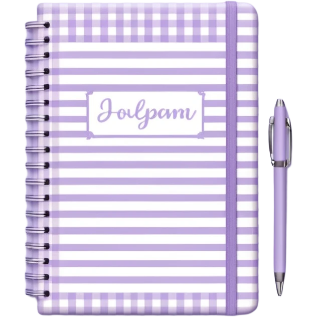 Cute  journal cover, pastel purple gingham pattern
Handwritten feminine typography, soft aesthetic, cozy girl vibe
Clean product mockup, minimal shadows, lifestyle stationery style emoji
