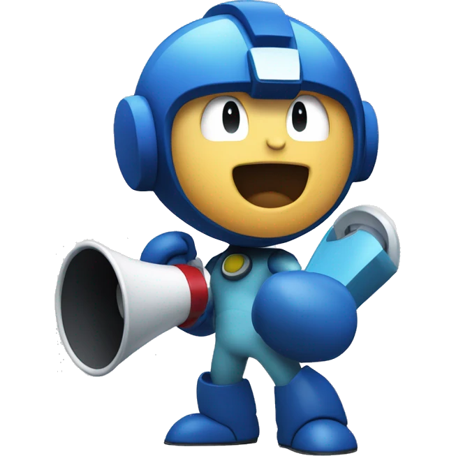 megaman holding a megaphone emoji