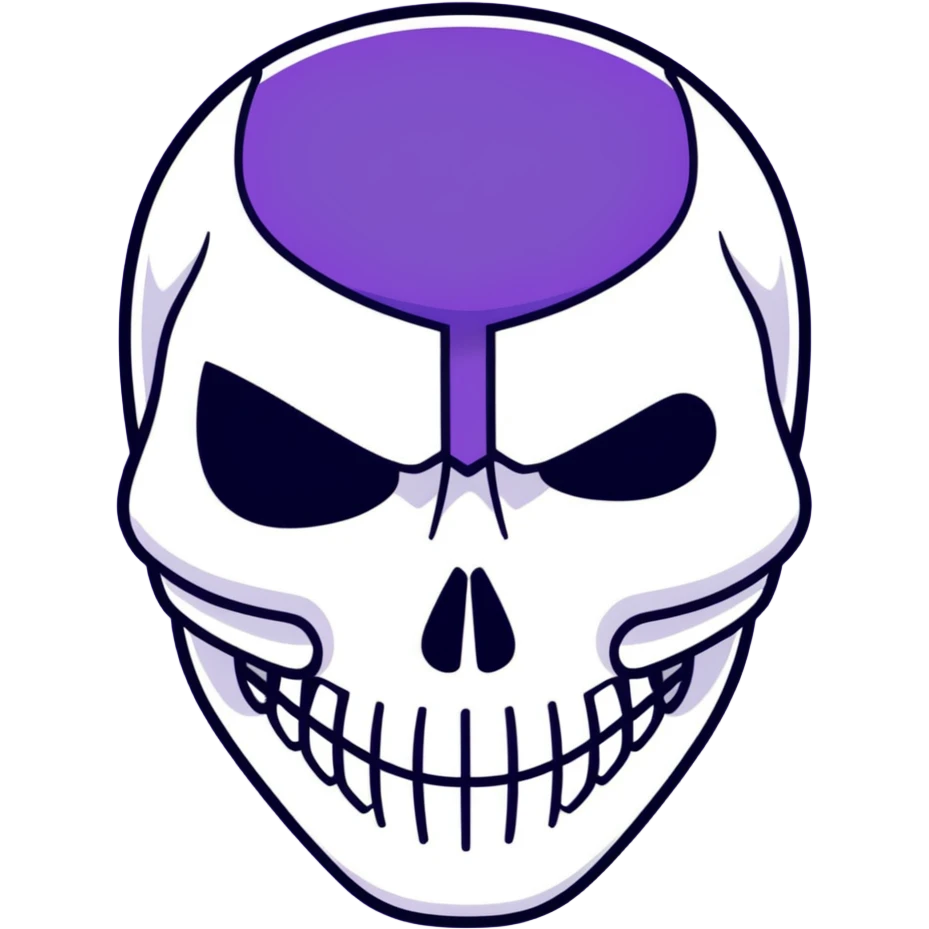 purple character with a white skull mask emoji