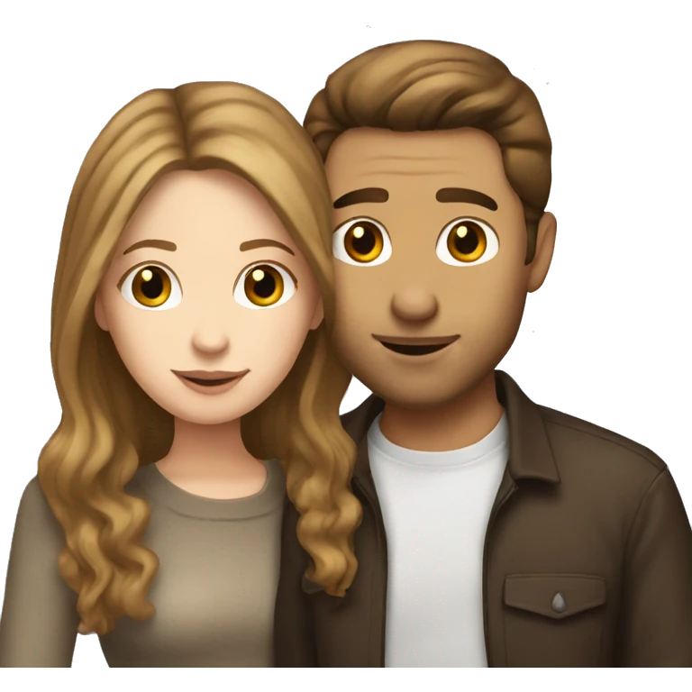 White girl with brown hair kissing white man with brown hair emoji