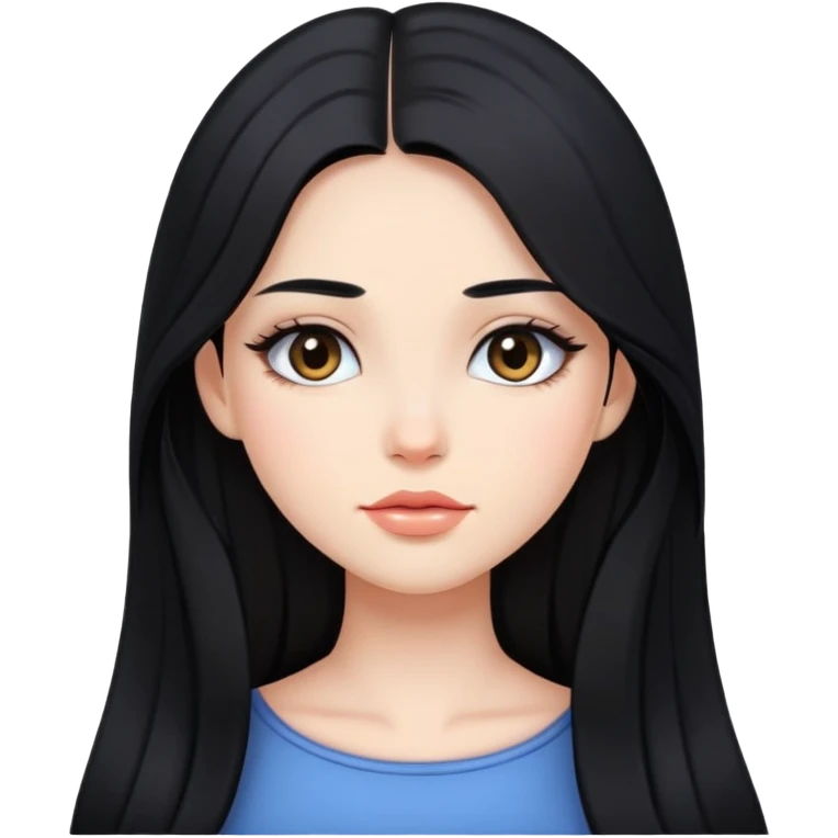 black long hair girl with soft makeup emoji