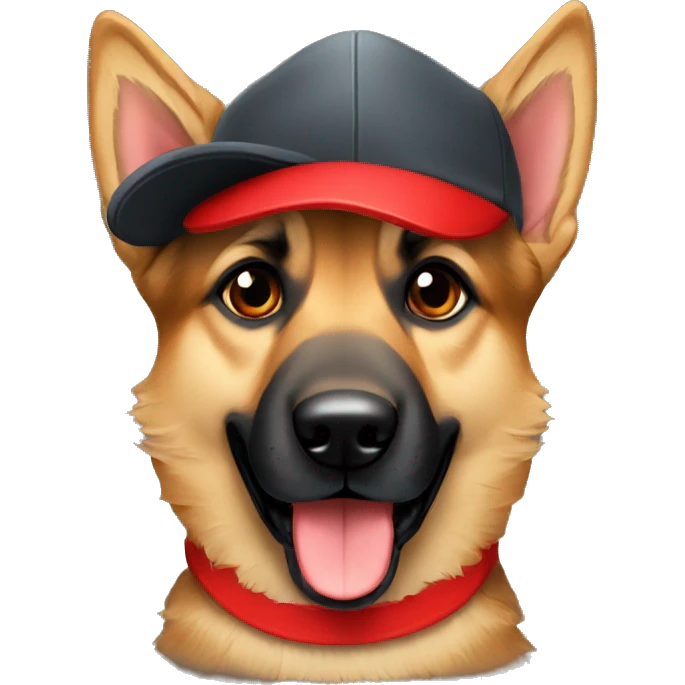 German Shepard with red cap emoji