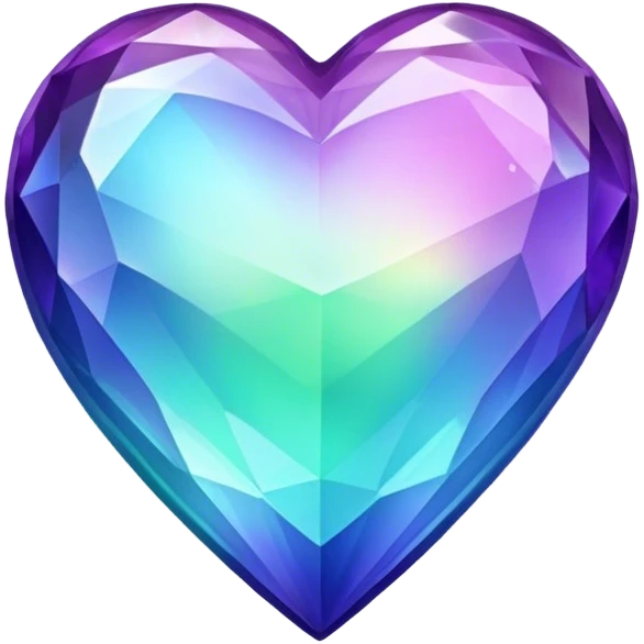 Gradient iridescent purple indigo blue cyan green crystal heart emoji