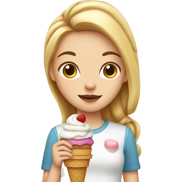 white girl with ice cream emoji