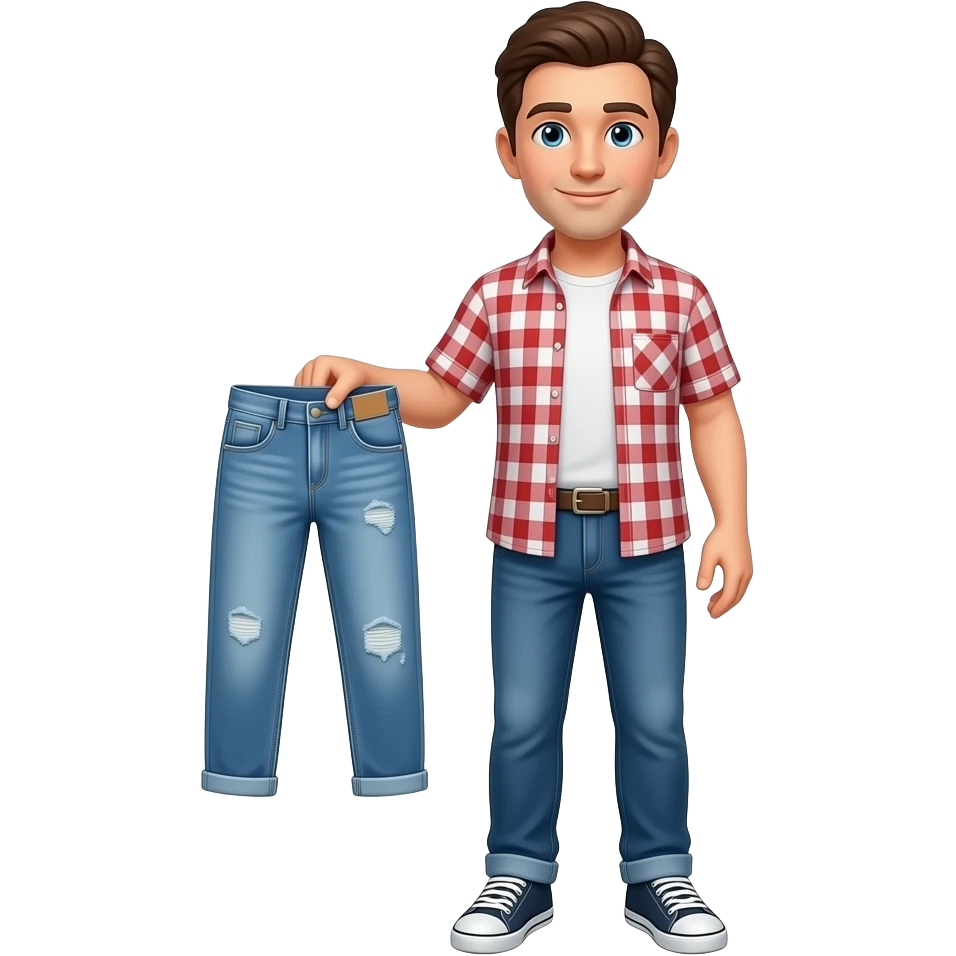 man full height holding jeans emoji