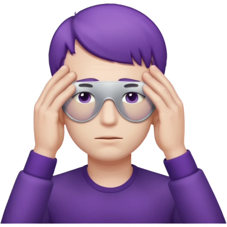 men with purple short hair which cover eyes emoji