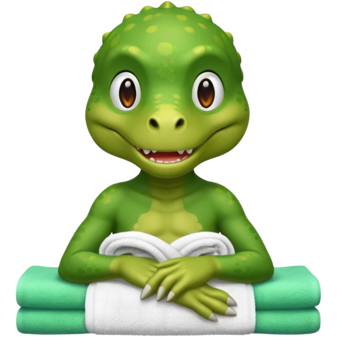 Cartoon T. rex at the spa emoji