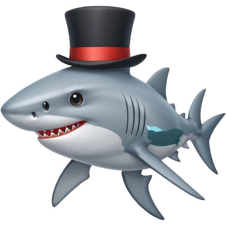 Shark with a top hat emoji