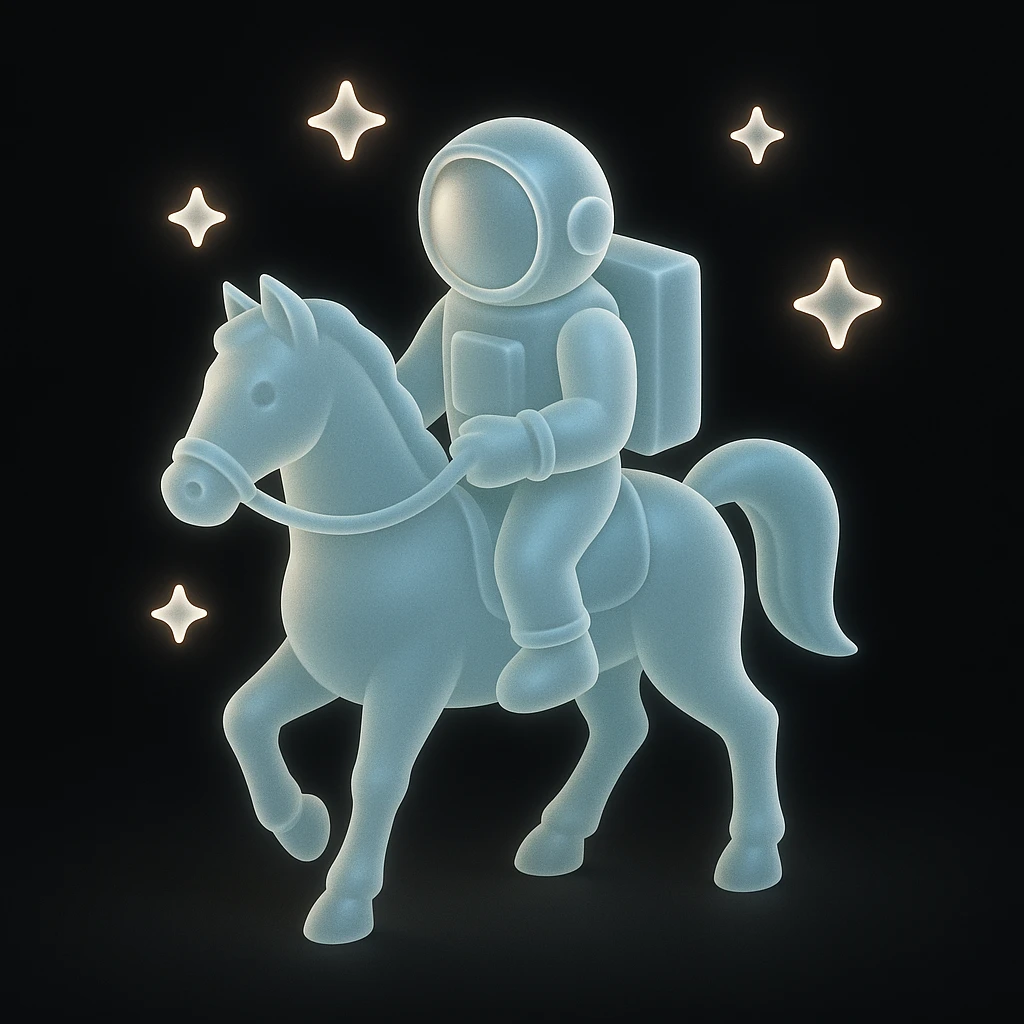 astronaut on horseback with stars in background emoji