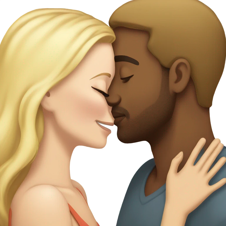 brown guy kissing blonde white girl emoji