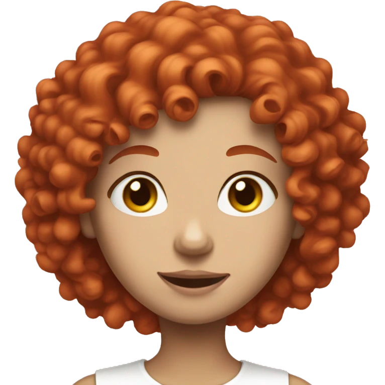 A girl with curly red hair and a completely white face emoji