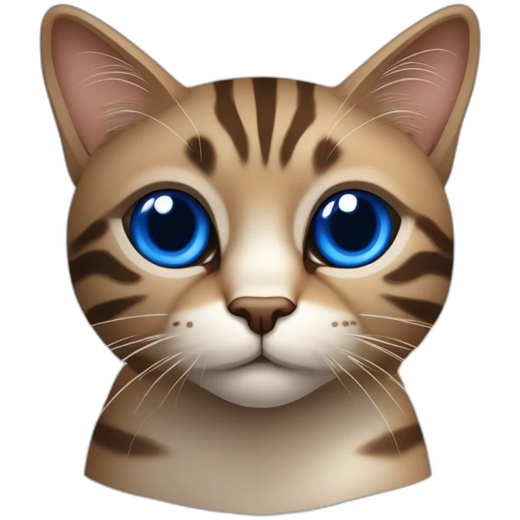 Gato gordo, de ojos azules, de pelaje beige con ligeras lineas marrones y cola peludaarron oscuro navegando en un barquito emoji