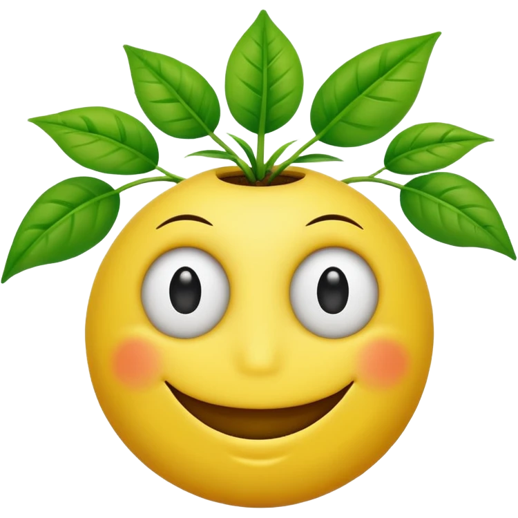 Smiley face with plant eyes emoji