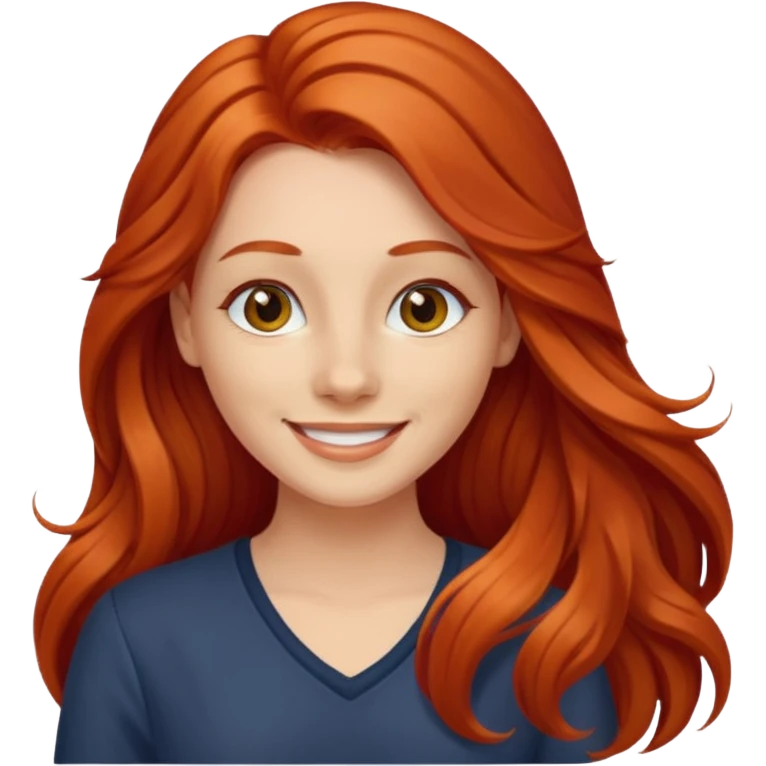 Profesora joven, sonrriente cabello rojizo y de pelo largo  emoji