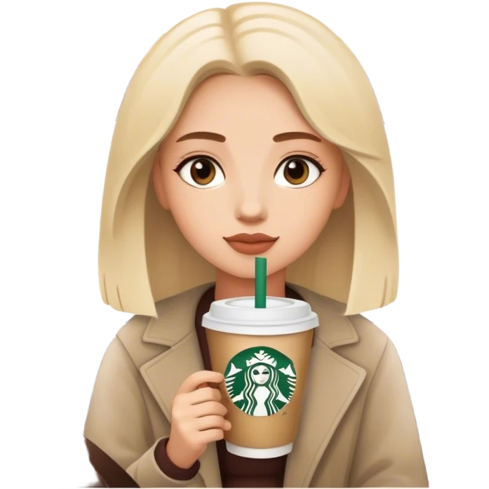 Girl in car with Starbucks emoji