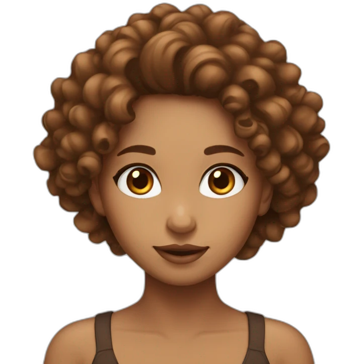 Mixed girl with long curly hair brown cinnamon with brown eyes  emoji
