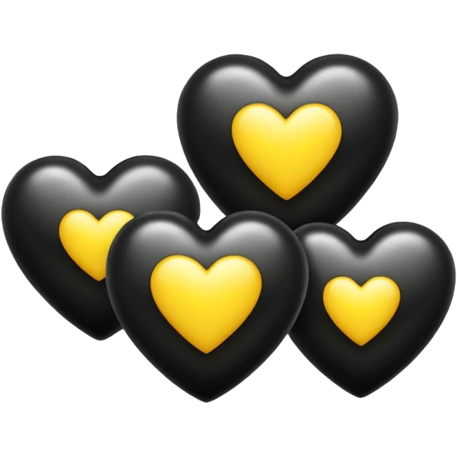 3 black hearts 1 yellow heart emoji
